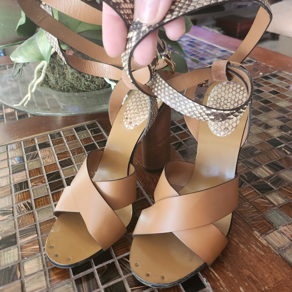 Gucci Brown Python And Leather Crisscross Ankle S… - image 5